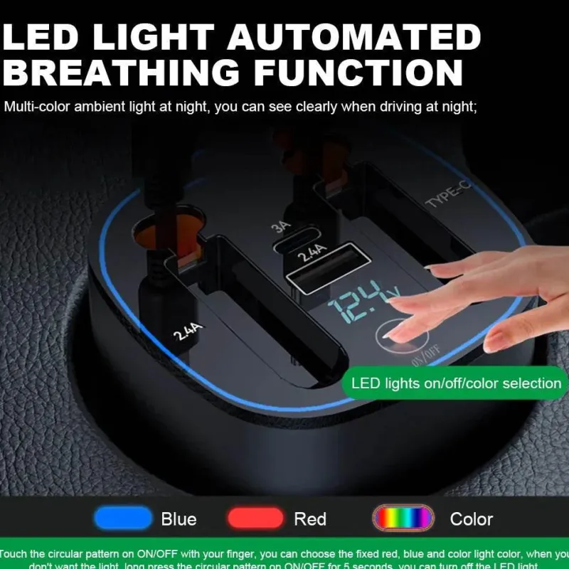 Wild u0026 Free Gear Autozubehör|Automobilindustrie-Einziehbares Auto-Schnellladegerät - Intelligentes USB-Ladegerät