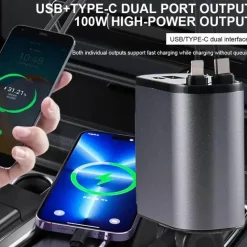 Wild u0026 Free Gear Autozubehör|Automobilindustrie-Einziehbares 4-in-1-Autoladegerät mit Schnellladefunktion