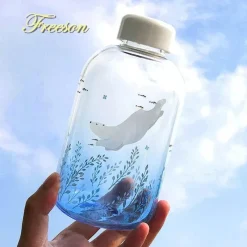 Feast u0026 Flair Küche & Esszimmer-Eisbär-Wasserflasche – 600 ml, blaues Glasdesign