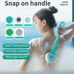 The Blissful Bath Badezimmer-Electric Shower Brush - Long Handle Deep Cleaning Tool
