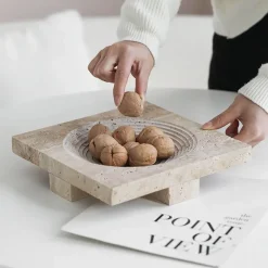 Cozy Nest Decor Wohndeko-Elegance Tablett-Set - Travertin Deko-Kollektion