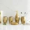 The Bath Nook Badezimmer-Elegant Gold Embossed Ceramic Bathroom Set - Luxurious Bath Accessories