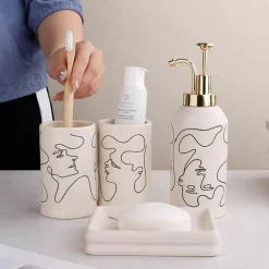 The Bath Nook Badezimmer-Elegant Line Drawing Bathroom Set - Stylish Home Decor Essentials