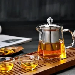 Tom Küche & Esszimmer-Elegante Teekanne aus Glas – Edelstahl-Teesieb für losen Tee