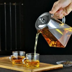 Tom Küche & Esszimmer-Elegante Teekanne aus Glas – Edelstahl-Teesieb für losen Tee