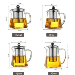 Tom Küche & Esszimmer-Elegante Teekanne aus Glas – Edelstahl-Teesieb für losen Tee