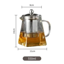 Tom Küche & Esszimmer-Elegante Teekanne aus Glas – Edelstahl-Teesieb für losen Tee