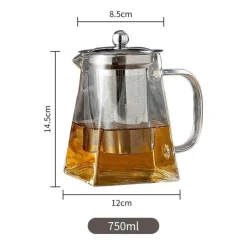 Tom Küche & Esszimmer-Elegante Teekanne aus Glas – Edelstahl-Teesieb für losen Tee