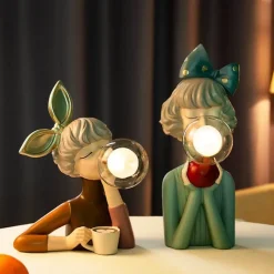 Glow u0026 Shade Beleuchtung-Elegante Tischlampe aus Kunstharz – Stilvolle Schlafzimmerbeleuchtung für Mädchen