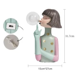 The Light Loft Beleuchtung-Elegante Tischlampe aus Kunstharz – Charmante Wohndekoration für Mädchen