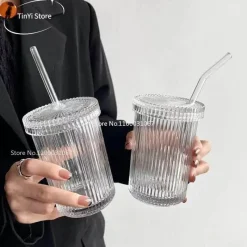 Plates u0026 More Küche & Esszimmer-Eleganter Glasbecher mit Strohhalm – Kaffee-/Teegeschenk im japanischen Stil