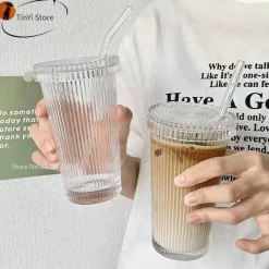 Plates u0026 More Küche & Esszimmer-Eleganter Glasbecher mit Strohhalm – Kaffee-/Teegeschenk im japanischen Stil