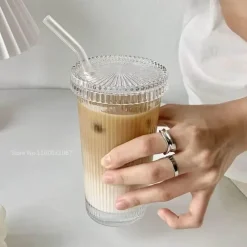 Plates u0026 More Küche & Esszimmer-Eleganter Glasbecher mit Strohhalm – Kaffee-/Teegeschenk im japanischen Stil