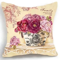 Plush Perch Bettzeug-Eleganter Kissenbezug mit Blumenvase – luxuriöser Kissenbezug für die Inneneinrichtung