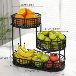 Timeless Touch Küche & Esszimmer-Eleganter mehrstöckiger Obstkorb aus Metall – luxuriöses dekoratives Design