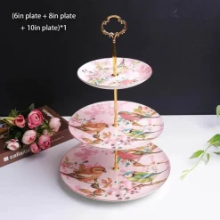 Feast u0026 Flair Küche & Esszimmer-Elegantes Obstteller-Set aus Bone China mit Tortenständer – Buffetgeschirr