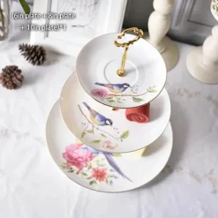 Feast u0026 Flair Küche & Esszimmer-Elegantes Obstteller-Set aus Bone China mit Tortenständer – Buffetgeschirr