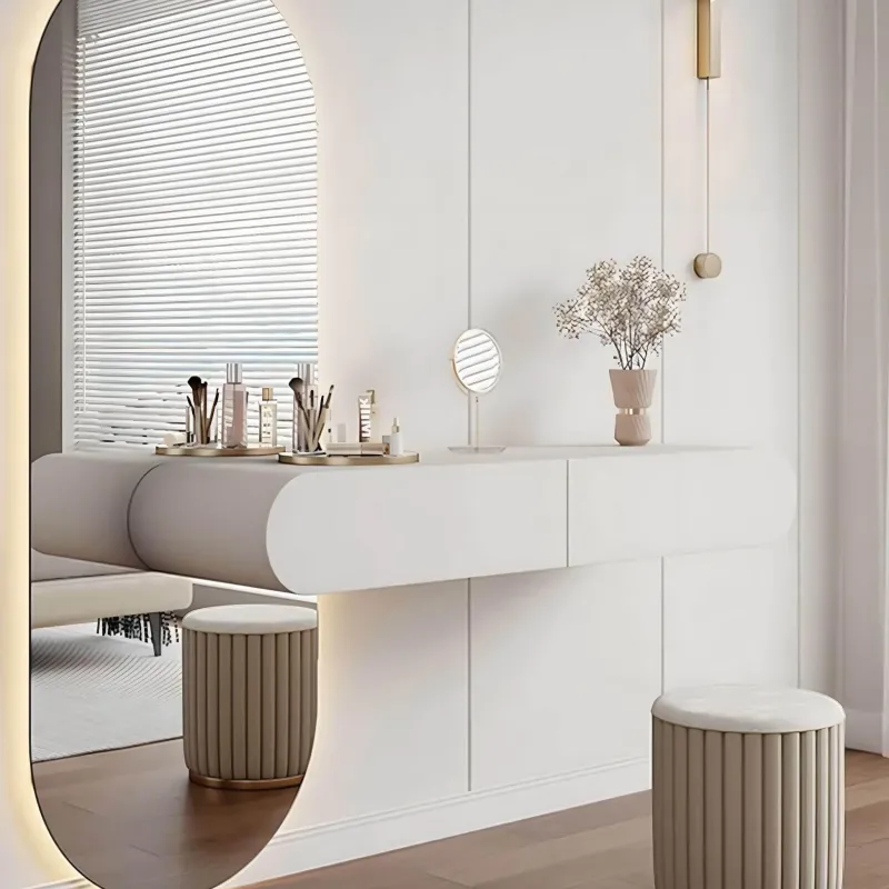 The Lounge Loft Möbel-Elegantes Schminktisch-Set - Delinda Frisiertisch mit Hocker