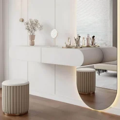 The Lounge Loft Möbel-Elegantes Schminktisch-Set - Delinda Frisiertisch mit Hocker