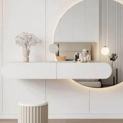 The Lounge Loft Möbel-Elegantes Schminktisch-Set - Delinda Frisiertisch mit Hocker