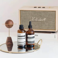 Cozy Nest Decor Wohndeko-Elegantes Serviertablett aus Spiegelglas – dekoratives Präsentationstablett