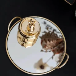 Cozy Nest Decor Wohndeko-Elegantes Serviertablett aus Spiegelglas – dekoratives Präsentationstablett