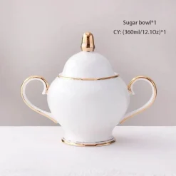 Feast u0026 Flair Küche & Esszimmer-Elegantes Tee- und Kaffeeservice aus Bone China – Weiße und goldene Porzellantassen