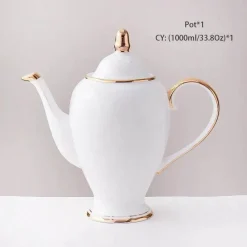 Feast u0026 Flair Küche & Esszimmer-Elegantes Tee- und Kaffeeservice aus Bone China – Weiße und goldene Porzellantassen