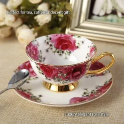 Feast u0026 Flair Küche & Esszimmer-Elegantes Teeservice aus Knochenporzellan – Teekanne, Tassen, Untertassen, Zuckerdose, Krug