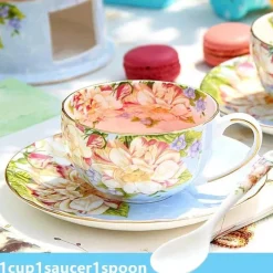 Plates u0026 More Küche & Esszimmer-Elegantes Teeservice aus Keramik – Kombination aus Tasse, Untertasse und Löffel