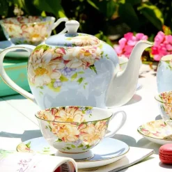 Plates u0026 More Küche & Esszimmer-Elegantes Teeservice aus Keramik – Kombination aus Tasse, Untertasse und Löffel