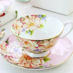 Plates u0026 More Küche & Esszimmer-Elegantes Teeservice aus Keramik – Kombination aus Tasse, Untertasse und Löffel