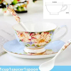 Plates u0026 More Küche & Esszimmer-Elegantes Teeservice aus Keramik – Kombination aus Tasse, Untertasse und Löffel