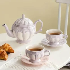 Plates u0026 More Küche & Esszimmer-Elegantes Teeservice aus Porzellan – Teekanne, Tassen, Untertassen, Kaffeekanne für Partys