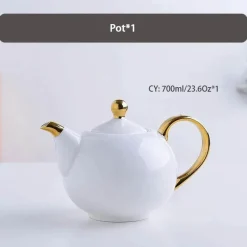 Feast u0026 Flair Küche & Esszimmer-Elegantes Teeservice aus Bone China – Teetassen und Teekanne aus weißem Gold