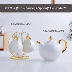 Feast u0026 Flair Küche & Esszimmer-Elegantes Teeservice aus Bone China – Teetassen und Teekanne aus weißem Gold