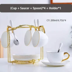 Feast u0026 Flair Küche & Esszimmer-Elegantes Teeservice aus Bone China – Teetassen und Teekanne aus weißem Gold