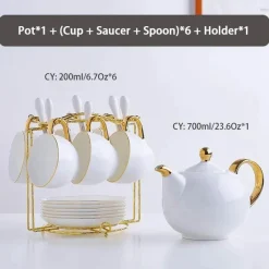 Feast u0026 Flair Küche & Esszimmer-Elegantes Teeservice aus Bone China – Teetassen und Teekanne aus weißem Gold