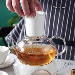 Feast u0026 Flair Küche & Esszimmer-Elegantes Teeservice aus goldweißer Keramik mit Glasteekanne