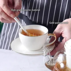 Feast u0026 Flair Küche & Esszimmer-Elegantes Teeservice aus goldweißer Keramik mit Glasteekanne