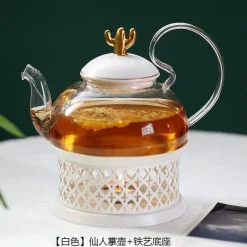 Elegance at the Table Küche & Esszimmer-Elegantes Teeservice aus Porzellan mit Kerzenwärmer aus Glas – das perfekte Geschenk für Teeliebhaber