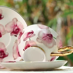 Feast u0026 Flair Küche & Esszimmer-Elegantes Teetassen-Set aus Bone China – 200 ml Kaffeetassen für ein romantisches britisches Café