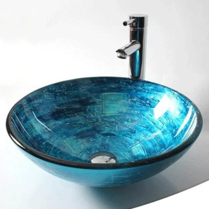 The Blissful Bath Badezimmer-Elegantes Waschbecken aus gehärtetem Glas – Luxus-Waschtisch