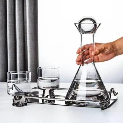 The Cozy Mug Küche & Esszimmer-Elegantes Wasserkrug-Set - Glaskaraffe mit Bechern