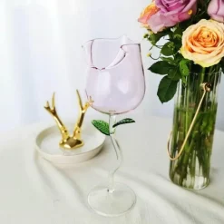 Deco Küche & Esszimmer-Elegantes Weinglas in Rosenform – Dekoratives Glas für besondere Anlässe