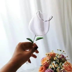 Deco Küche & Esszimmer-Elegantes Weinglas in Rosenform – Dekoratives Glas für besondere Anlässe