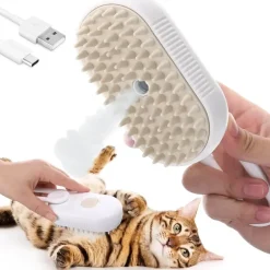 Furendo Haustierzubehör|Reinigungswerkzeuge Für Haustiere-Elektrische Tierbürste – 3-in-1-Pflegewerkzeug mit Dampfgarer