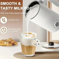 The Cozy Mug Küche & Esszimmer-Elektrischer 4-in-1-Milchaufschäumer – Großer Dampfgarer aus Edelstahl