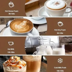 The Cozy Mug Küche & Esszimmer-Elektrischer 4-in-1-Milchaufschäumer – Großer Dampfgarer aus Edelstahl