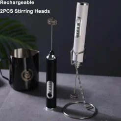 Tom Küche & Esszimmer-Elektrischer Milchaufschäumer – 3-Gang-Schneebesenmixer für Latte- und Kaffeeschaum